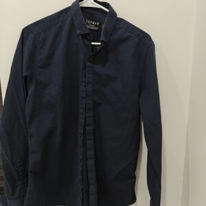 Topman Men's Dark Blue Casual Shirt
